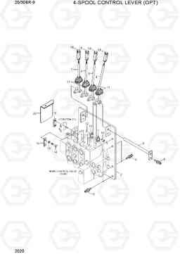 2020 4-SPOOL CONTROL LEVER (OPT) 25/30BR-9, Hyundai