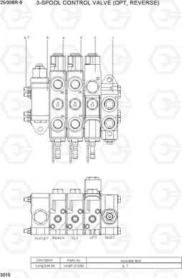 3015 3-SPOOL CONTROL VALVE (OPT, REVERSE) 25/30BR-9, Hyundai