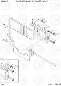 7040 CARRIAGE & B/REST (V-MAST,SHAFT) 25/30BR-9, Hyundai