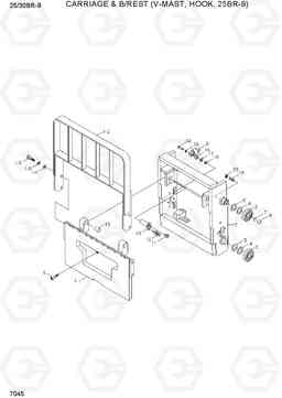 7045 CARRIAGE & B/REST (V-MAST,HOOK, 25BR-9) 25/30BR-9, Hyundai