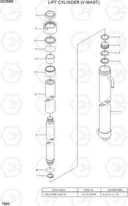 7050 LIFT CYLINDER (V-MAST) 25/30BR-9, Hyundai