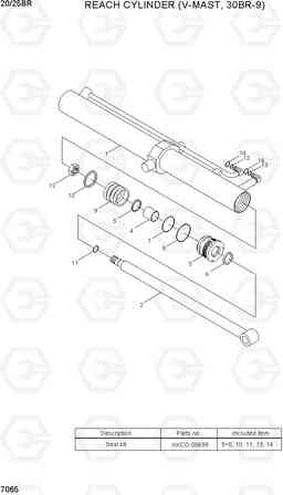 7065 REACH CYLINDER (V-MAST,30BR-9) 25/30BR-9, Hyundai