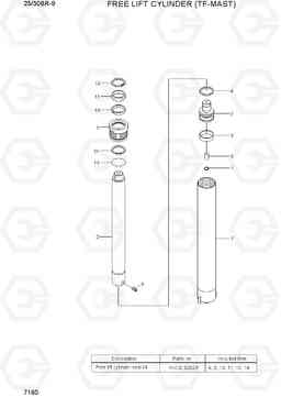 7160 FREE LIFT CYLINDER (TF-MAST) 25/30BR-9, Hyundai