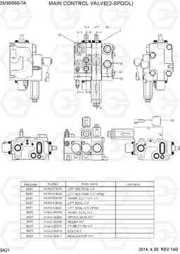 3A21 MAIN CONTROL VALVE (2-SPOOL,33G-7A) 25/30/33G-7A, Hyundai