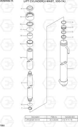 7051 LIFT CYLINDER (V-MAST, 33G-7A) 25/30/33G-7A, Hyundai