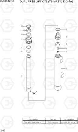 7472 DUAL FREE LIFT CYL (TS-MAST, 33G-7A) 25/30/33G-7A, Hyundai