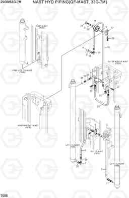 7555 MAST HYD PIPING (QF-MAST, 33G-7M) 25/30/33G-7M, Hyundai