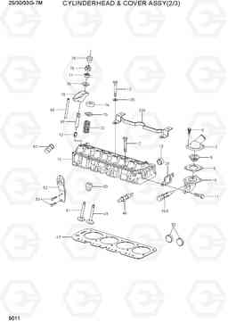 9011 CYLINDERHEAD & COVER ASSY(2/3) 25/30/33G-7M, Hyundai