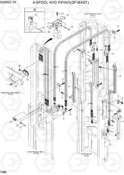 7380 4-SPOOL HYD PIPING (QF-MAST) 25/30GC-7A, Hyundai