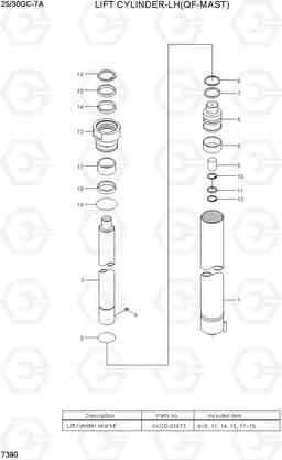 7390 LIFT CYLINDER-LH (QF-MAST) 25/30GC-7A, Hyundai