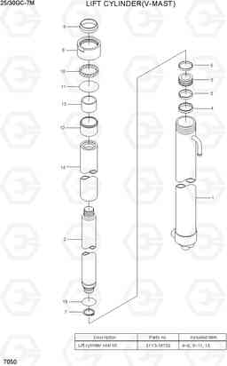 7050 LIFT CYLINDER (V-MAST) 25/30GC-7M, Hyundai