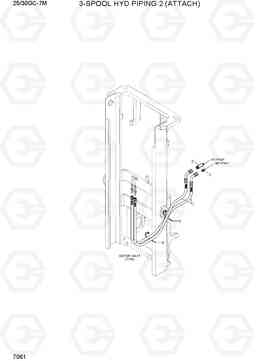 7061 3-SPOOL HYD PIPING 2 (ATTACH) 25/30GC-7M, Hyundai