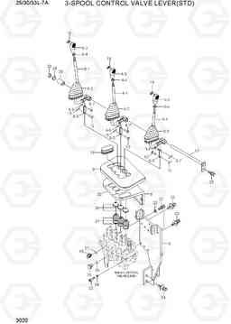 3020 3-SPOOL CONTROL VALVE LEVER(STD) 25/30/33L-7A, Hyundai