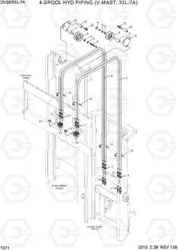 7071 4-SPOOL HYD PIPING (V-MAST, 33L-7A) 25/30/33L-7A, Hyundai