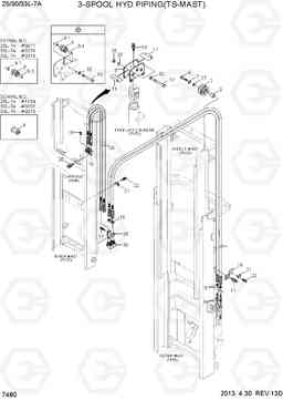 7480 3-SPOOL HYD PIPING (TS-MAST) 25/30/33L-7A, Hyundai
