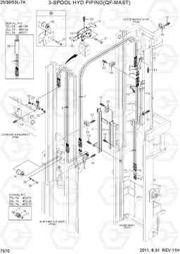 7570 3-SPOOL HYD PIPING (QF-MAST) 25/30/33L-7A, Hyundai