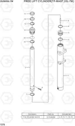 7275 FREE LIFT CYLINDER (TF-MAST, 33L-7M) 25/30/33L-7M, Hyundai