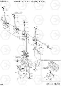3090 4-SPOOL CONTROL LEVER(OPTION) 25LC/30LC-7A, Hyundai