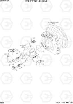 3100 HYD PIPING-ENGINE 25LC/30LC-7A, Hyundai