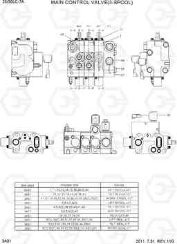 3A31 MAIN CONTROL VALVE(3-SPOOL) 25LC/30LC-7A, Hyundai