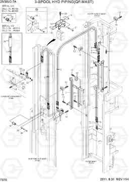 7370 3-SPOOL HYD PIPING(QF-MAST) 25LC/30LC-7A, Hyundai