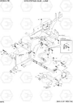 3070 HYD PIPING SUB-LINE 25LC/30LC-7M, Hyundai