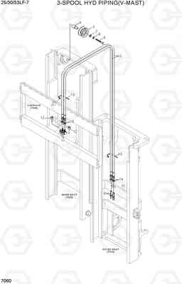 7060 3-SPOOL HYD PIPING (V-MAST) 25/30/33LF-7, Hyundai