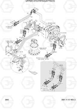 2043 UPPER HYD PIPING(ATTACH) 33HDLL, Hyundai