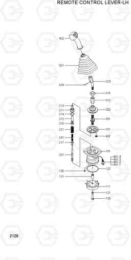 2120 REMOTE CONTROL LEVER-LH 33HDLL, Hyundai