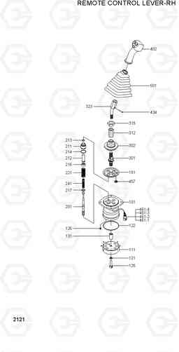 2121 REMOTE CONTROL LEVER-RH 33HDLL, Hyundai