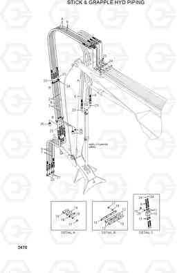 2470 STICK & GRAPPLE HYD PIPING(3.23M) 33HDLL, Hyundai