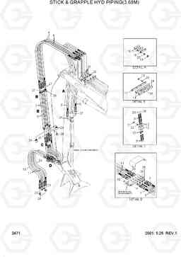 2471 STICK & GRAPPLE HYD PIPING(3.68M) 33HDLL, Hyundai