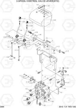 2000 2-SPOOL CONTROL VALVE LEVER(STD) 35B/40B/45B/50B-7, Hyundai