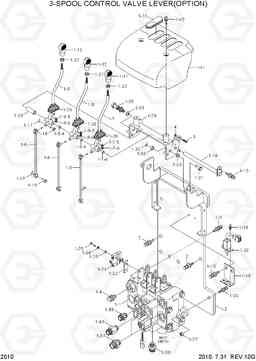 2010 3-SPOOL CONTROL VALVE LEVER(OPTION) 35B/40B/45B/50B-7, Hyundai