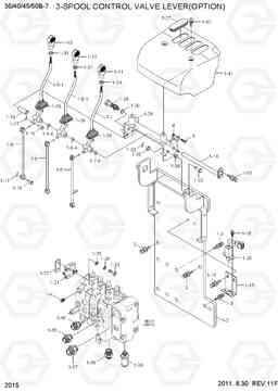 2015 3-SPOOL CONTROL VALVE LEVER(OPTION) 35B/40B/45B/50B-7, Hyundai