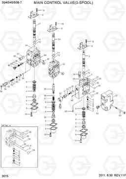 3015 MAIN CONTROL VALVE(3-SPOOL) 35B/40B/45B/50B-7, Hyundai