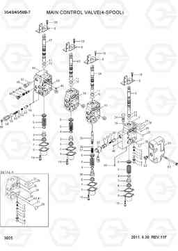 3025 MAIN CONTROL VALVE(4-SPOOL) 35B/40B/45B/50B-7, Hyundai