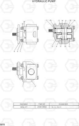 3070 HYDRAULIC PUMP 35B/40B/45B/50B-7, Hyundai