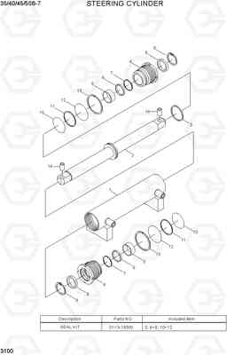 3100 STEERING CYLINDER 35B/40B/45B/50B-7, Hyundai