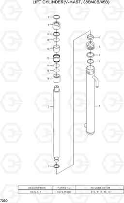 7050 LIFT CYLINDER(V-MAST, 35B/40B/45B) 35B/40B/45B/50B-7, Hyundai