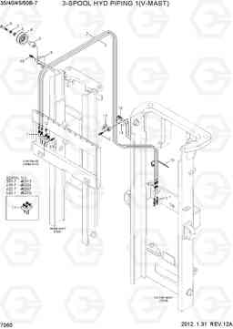 7060 3-SPOOL HYD PIPING 1(V-MAST) 35B/40B/45B/50B-7, Hyundai