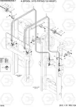 7070 4-SPOOL HYD PIPING 1(V-MAST) 35B/40B/45B/50B-7, Hyundai