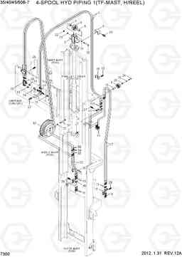 7300 4-SPOOL HYD PIPING 1(TF-MAST,H/ REEL) 35B/40B/45B/50B-7, Hyundai