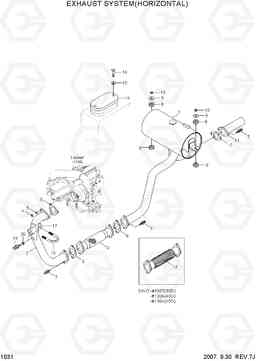 1031 EXHAUST SYSTEM(HORIZONTAL) 35D/40D/45D-7, Hyundai