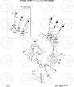 3025 3-SPOOL CONTROL VALVE LEVER(#1001-) 35D/40D/45D-7, Hyundai