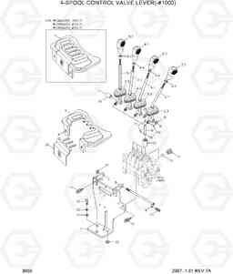 3030 4-SPOOL CONTROL VALVE LEVER(-#1000) 35D/40D/45D-7, Hyundai