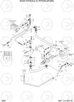 3050 MAIN HYDRAULIC PIPING(-#1000) 35D/40D/45D-7, Hyundai