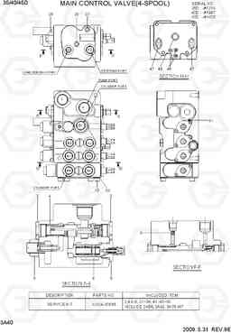 3A40 MAIN CONTROL VALVE(4-SPOOL) 35D/40D/45D-7, Hyundai