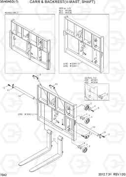 7042 CARRIAGE & B/REST(V-MAST,SHAFT,4.0/4.5) 35D/40D/45D-7, Hyundai