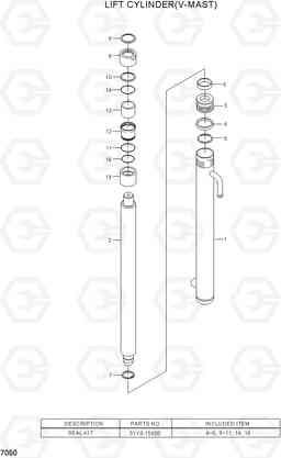 7050 LIFT CYLINDER (V-MAST) 35D/40D/45D-7, Hyundai